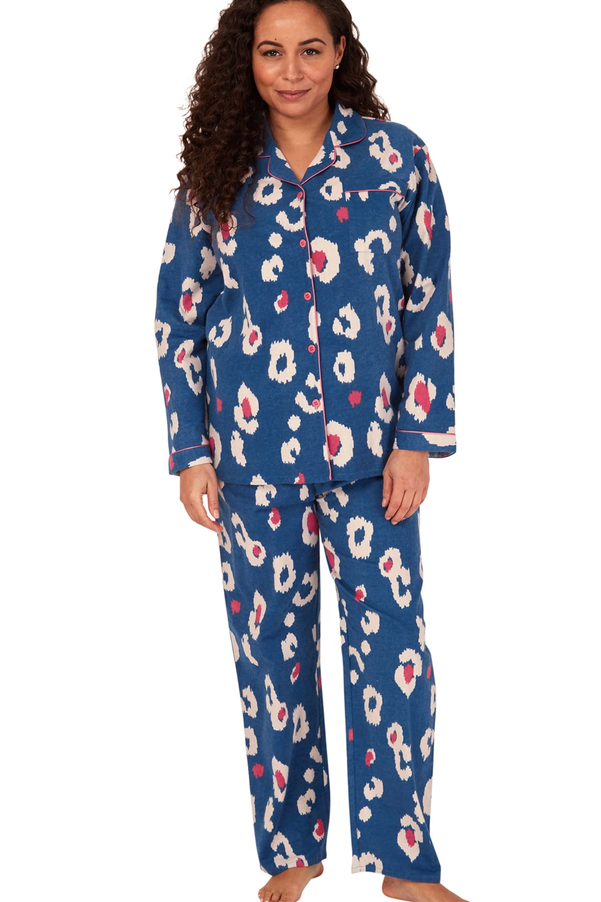 Indigo Sky Women's Luella Brushed Cotton Pyjama, Blue Kira Animal, 18-20