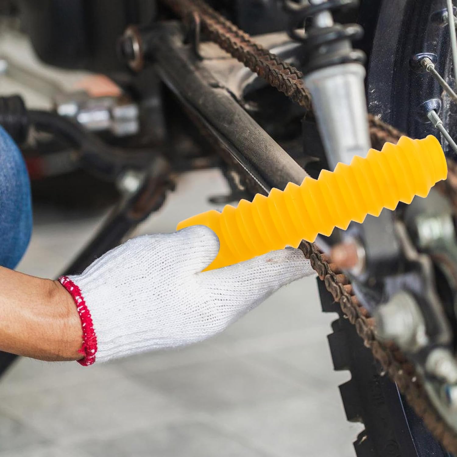 Universal Motorcycle Fork Guards and Shock Absorber Dust Covers Yellow Front Fork Protector Boots for Dirt Bike Suspension 1 Pair