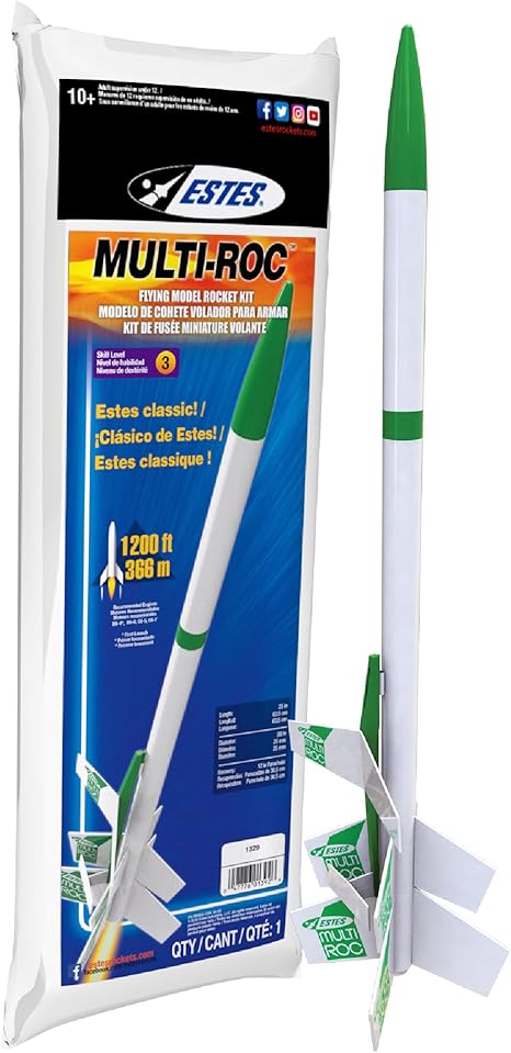 Estes 1329 Multi-ROC Rocket-Building Kit, Expert Flying-Rocket-Model Kit with Glider for Ages 10+