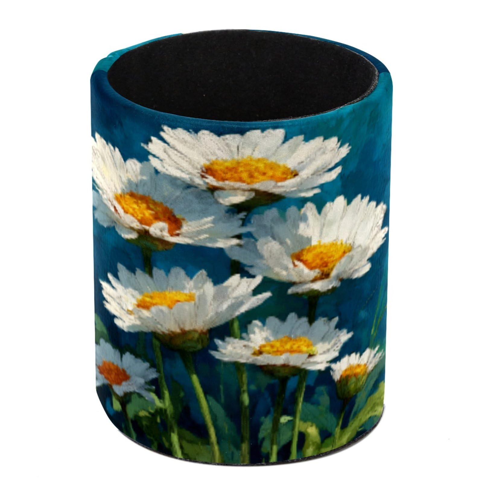 FWJZDSP White Daisies Pencil Cup Pen Organizer Makeup Brush Holder for Office Home Countertop Desk Accessory Storage