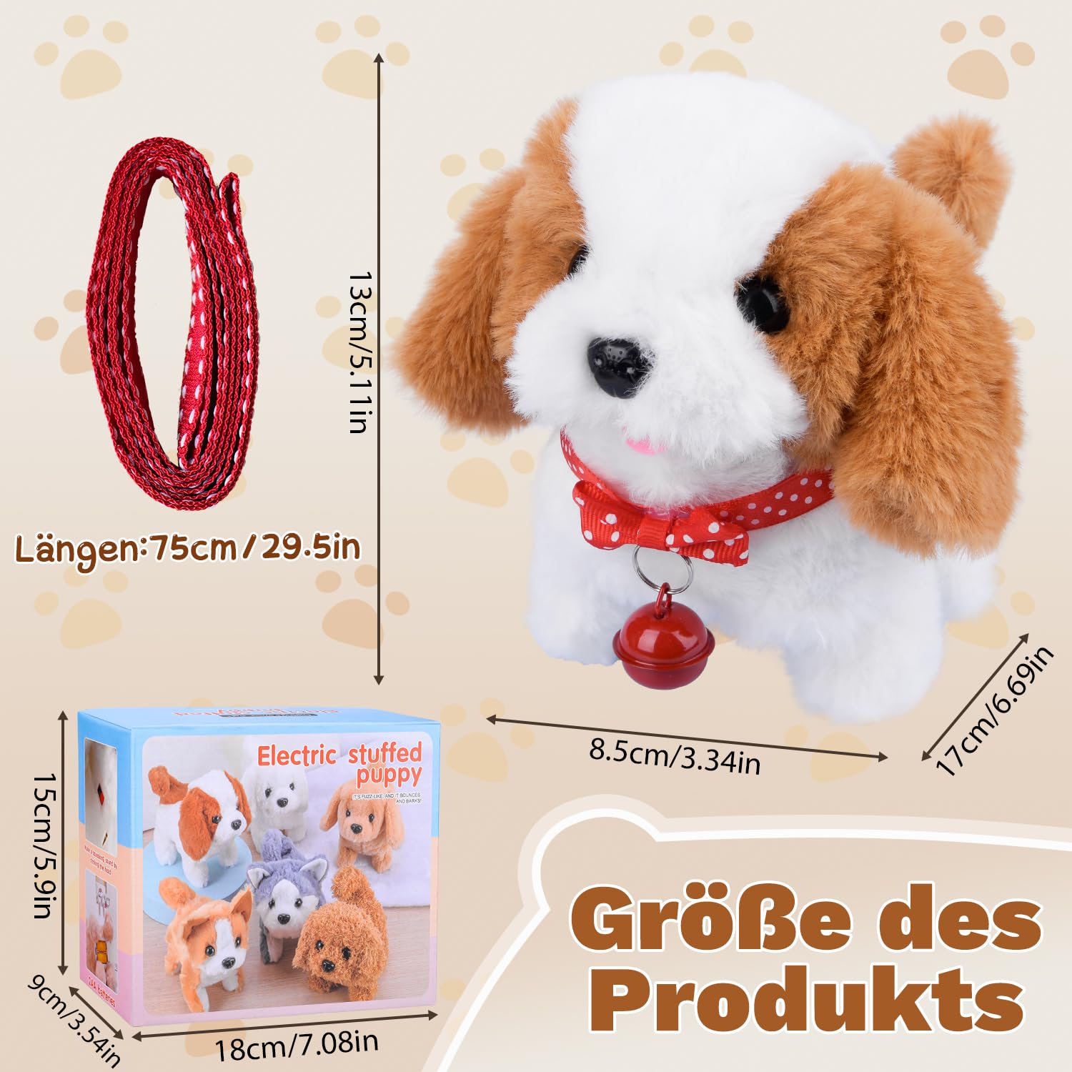 Vibbang Robot Chiot Interactif Réaliste - Jouet Chien Qui Marche, Aboie, Remue La Queue - Cadeau Enfant Garçon Fille
