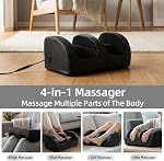 Cotsoco Massager pour les pieds avec chaleur, Massager pour les pieds, 3 modes Shiatsu avec rouleau de massage, Massager pour les pieds et les mollets, Idéal pour se détendre à la maison ou au bureau, Cadeaux pour la fête des pères et des mères - Noir
