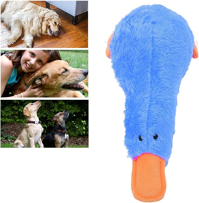Juguete para Perro Pssopp Pato que Chirría, Suave y Limpia Dientes, Azul miniatura 2