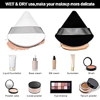 Vista 5 de 12 esponjas de maquillaje cosméticas, 2.76 pulgadas, portátil, suave, esponja, ajuste facial, terciopelo triangular con asa de cinta para polvo