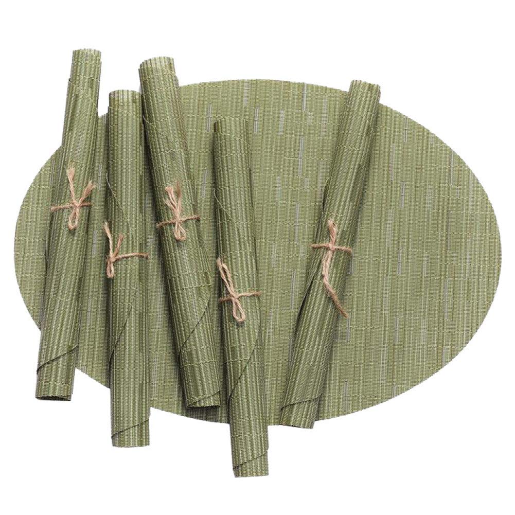 GODGETS Round Placemats Heat Resistant Table Place Mats Washable Kitchen Dinner,Green,45 * 32.5CM(1 Pic)