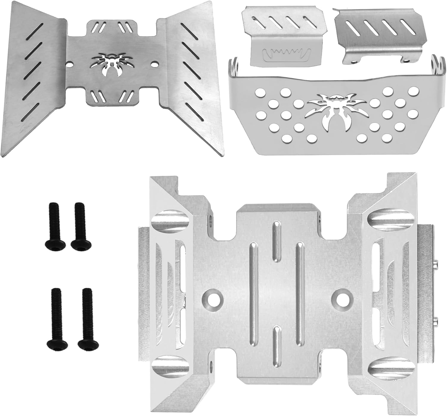 ShareGoo Stainless Steel RC Skid Plate,RC Chassis Armor Protector Plate & Center Transmission Skid Plate Mount Compatible with Axial SCX10-III AXI03007 1/10 RC Crawler Car
