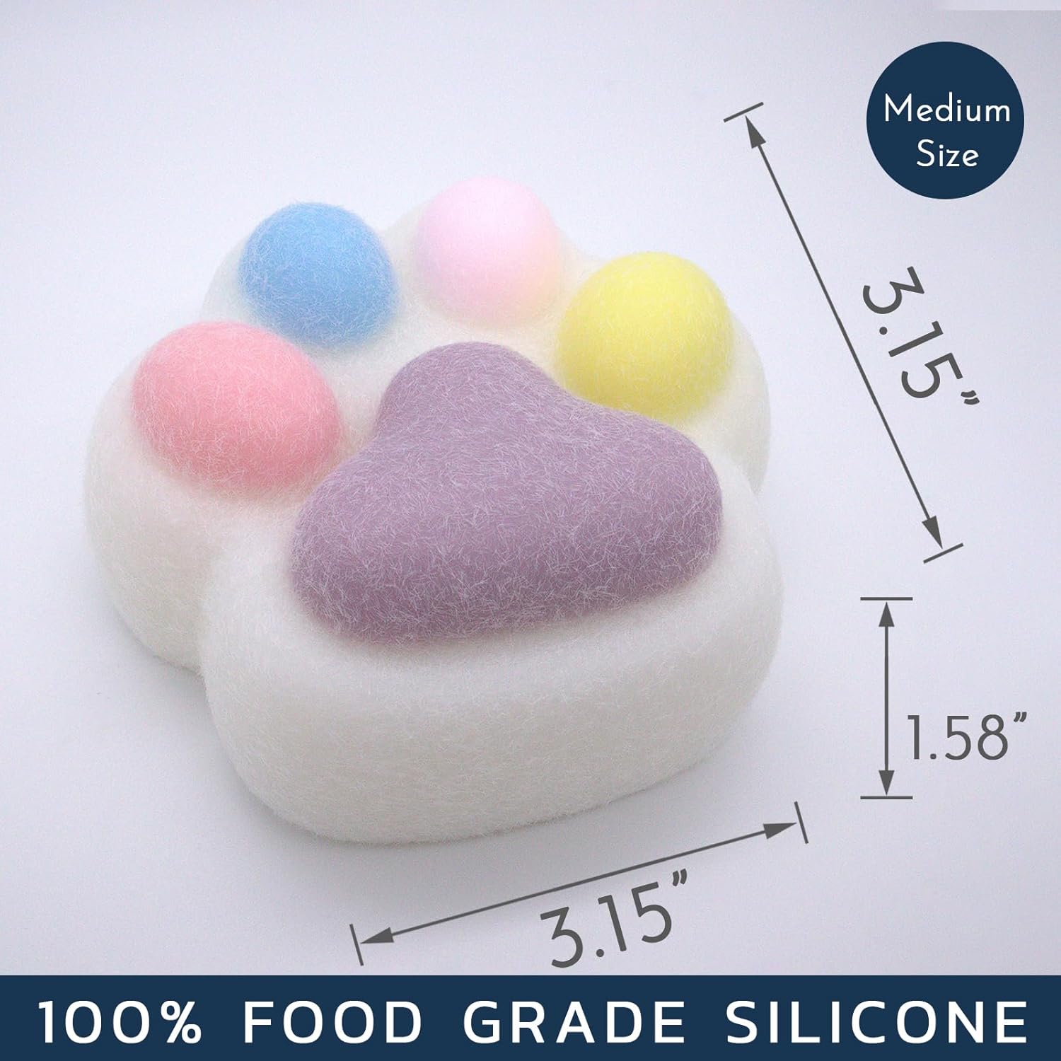 Giant Colorful Cat Paw Squishy Toy Taba Squishy Slow Rising Stress Relief Fun and Cute Plaything Perfect for Birthday Gift and Decoration (M)