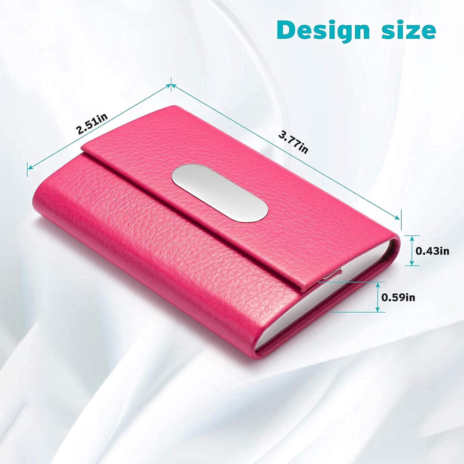 Business Card Holder For Women, PU Leather Slim Business Card Case - Business Card Carrier ID Case/Wallet Pocket Business Name Card Holder for Women and Men - Image 3