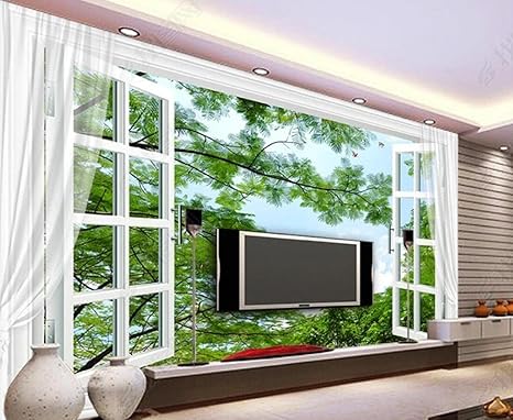 Amazon 壁紙 3d 春の緑の葉 不織布壁紙テレビ背景壁 壁紙