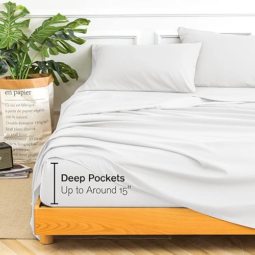 Miniatura 1 de KeoWin Sábanas tamaño individual de 18 pulgadas de profundidad, sábanas refrescantes con bolsillos profundos, juego de sábanas de microfibra de