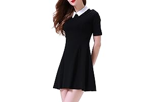 Elegant Peter Pan Collar Skater Dress with Flaring Silhouette