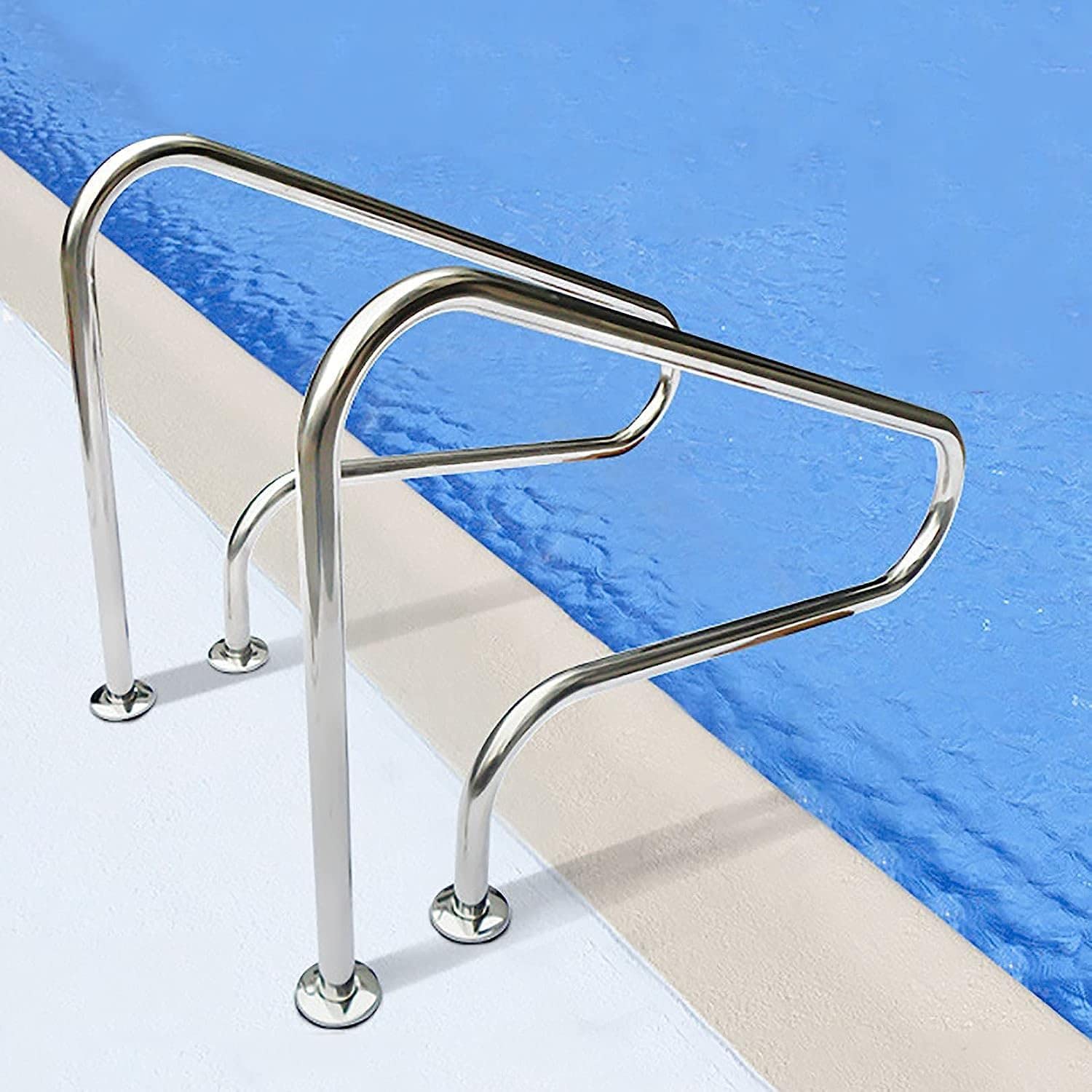 Main courante de piscine humanisée 125cm : évitez les glissades avec ce lot de 2 rampes