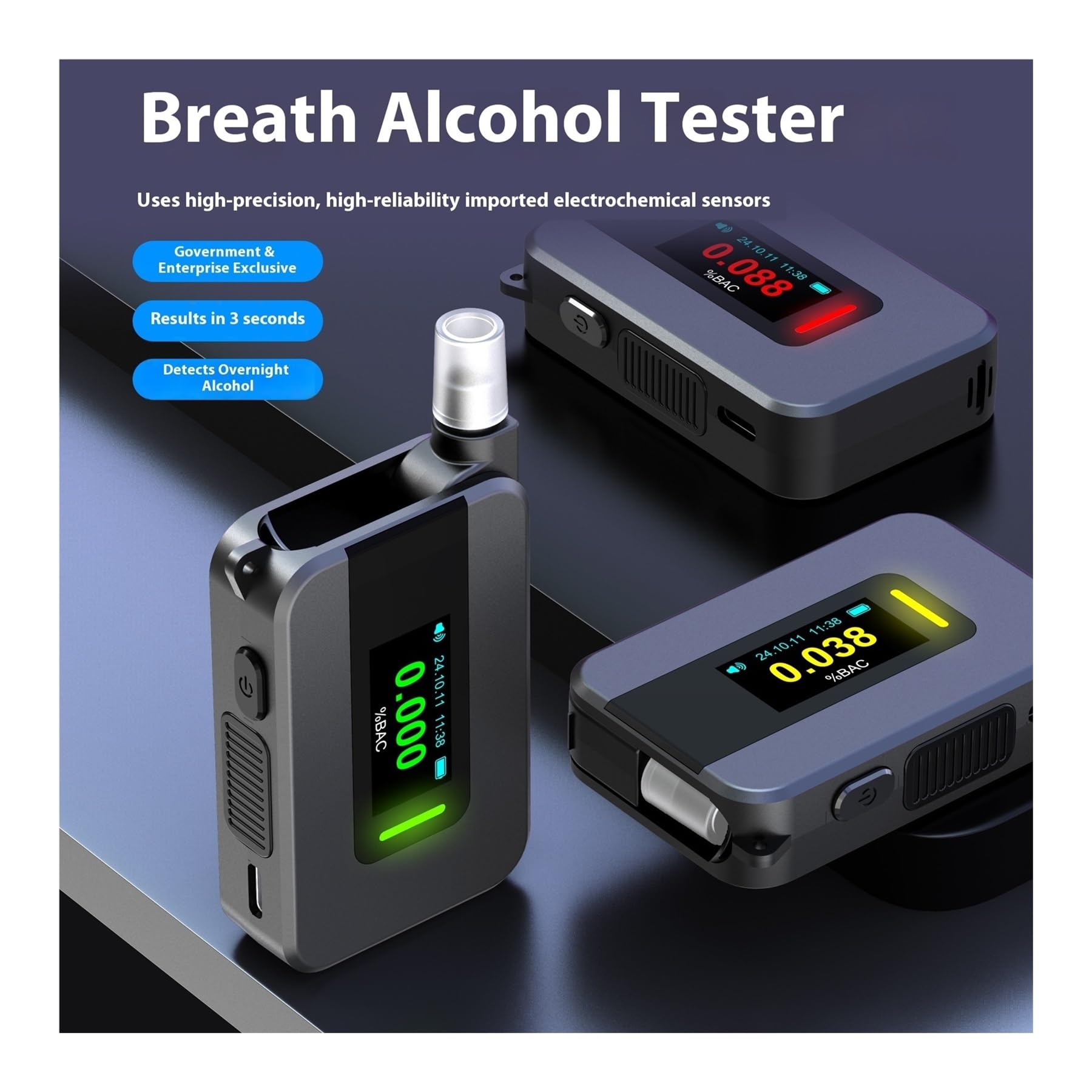 Alcoholímetro portátil, probador de Alcohol electroquímico de Combustible de Alta precisión
