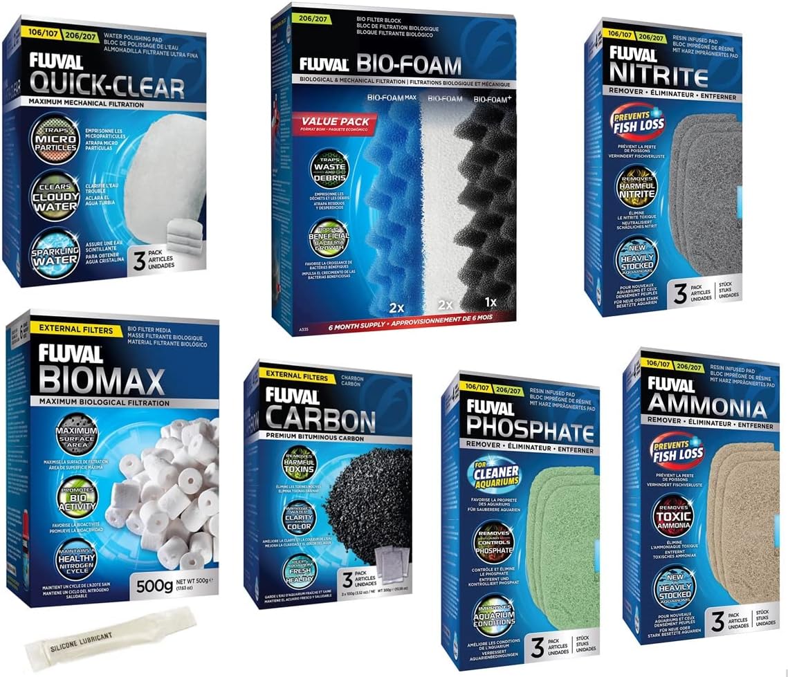 Inland Seas Fluval 206/207 Canister Filter Semi Annual Maintenance Kit Plus Bundle (8 Items)