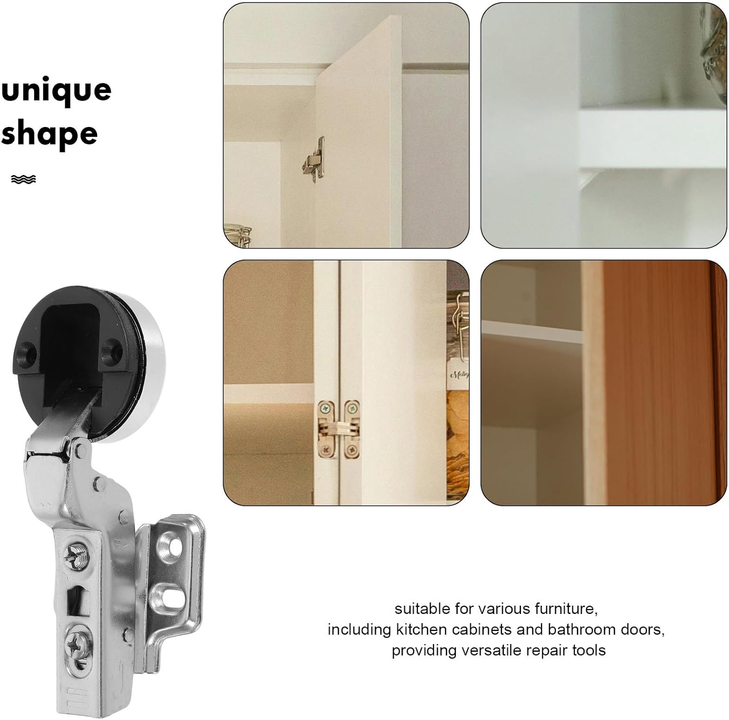 Generic 4pcs Soft Close Cabinet Door Hinges Set for Kitchen Cabinets Concealed Frameless Glass Door Hinges with Built-in Hydraulic Buffer Damping