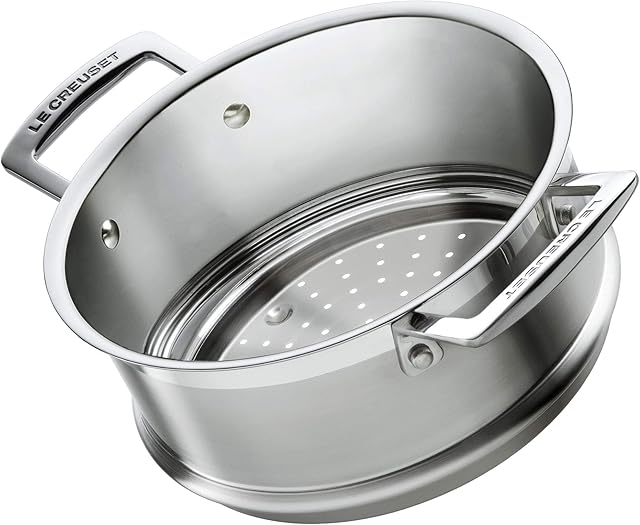 Le Creuset wkład do parownika ze stali nierdzewnej, do użytku 3-warstwowy garnek i rondel, 20 x 10 cm