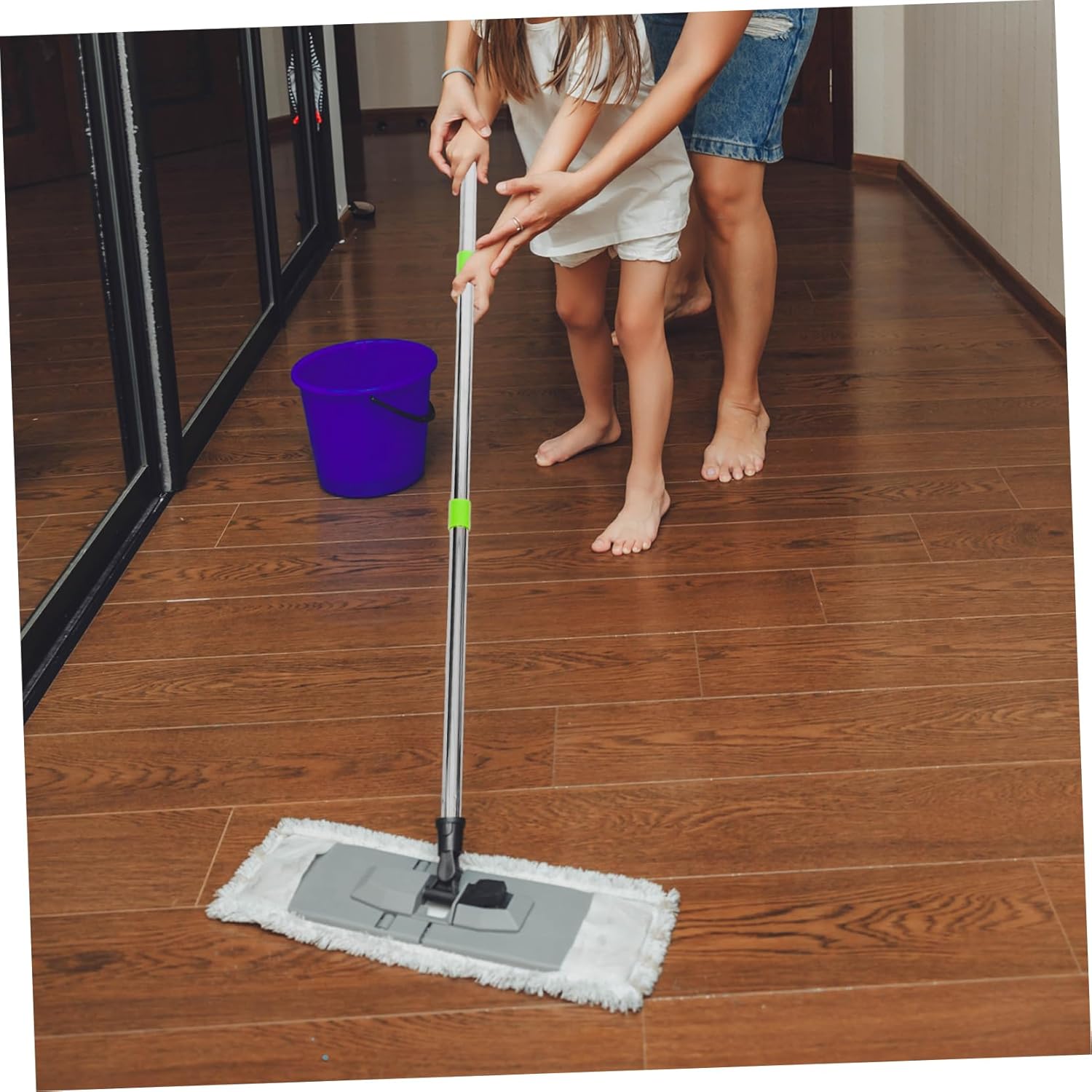 FOMIYES 4sets Section Mop Handle Replacement for Mop Broom Easy to Adjust Plastic Stainless Steel