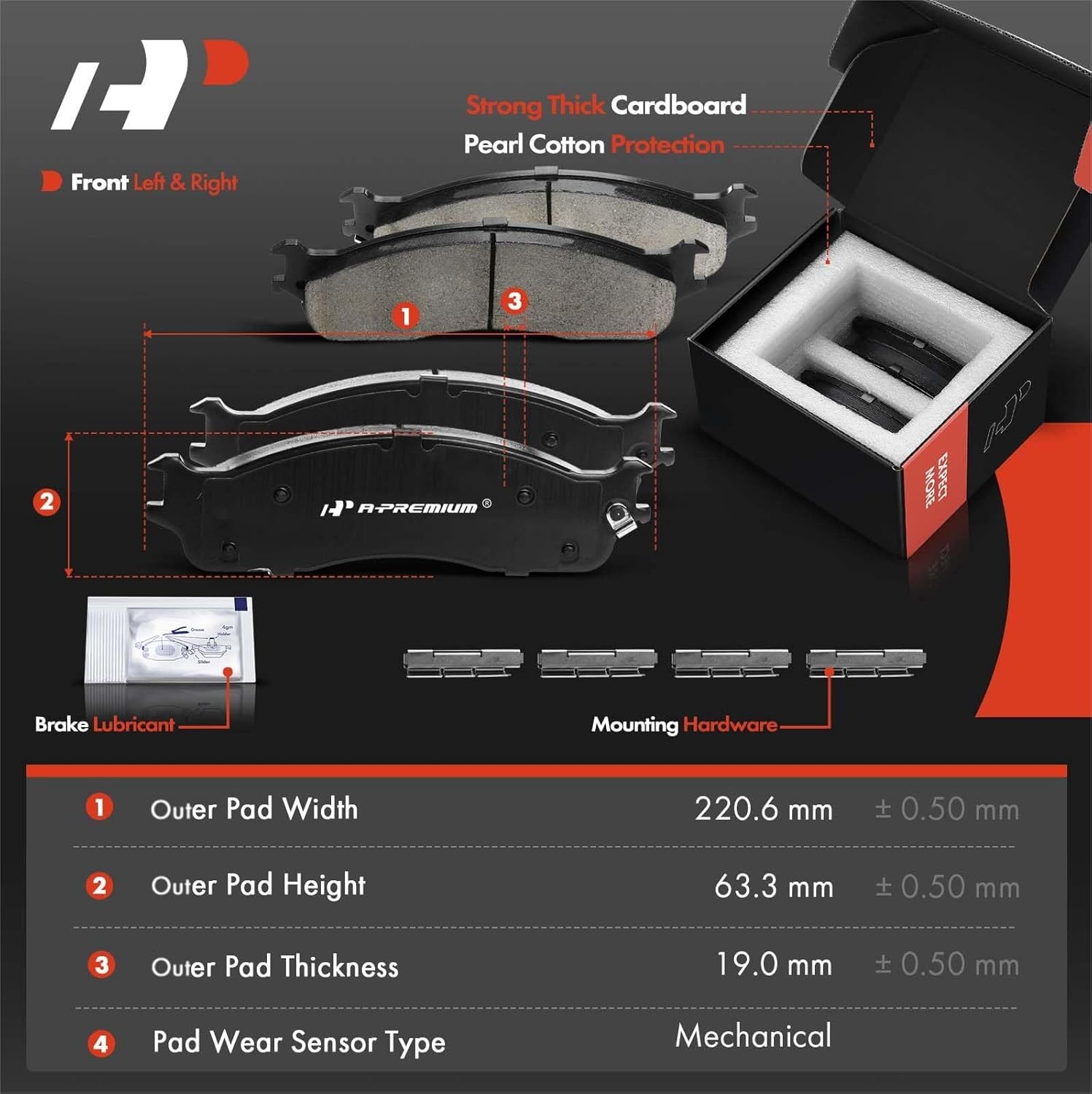 A-Premium Front and Rear Ceramic Brake Pads Set Compatible with Dodge Models - Ram 1500 2006-2008, Ram 2500/3500 2003-2008, with Hardware, 8-Pack