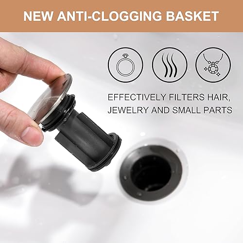 Miniatura 25 de KENES Desagüe desplegable de bronce aceitado para lavabo, tapón de drenaje para lavabo, montaje de drenaje de fregadero sin desbordamiento, anti