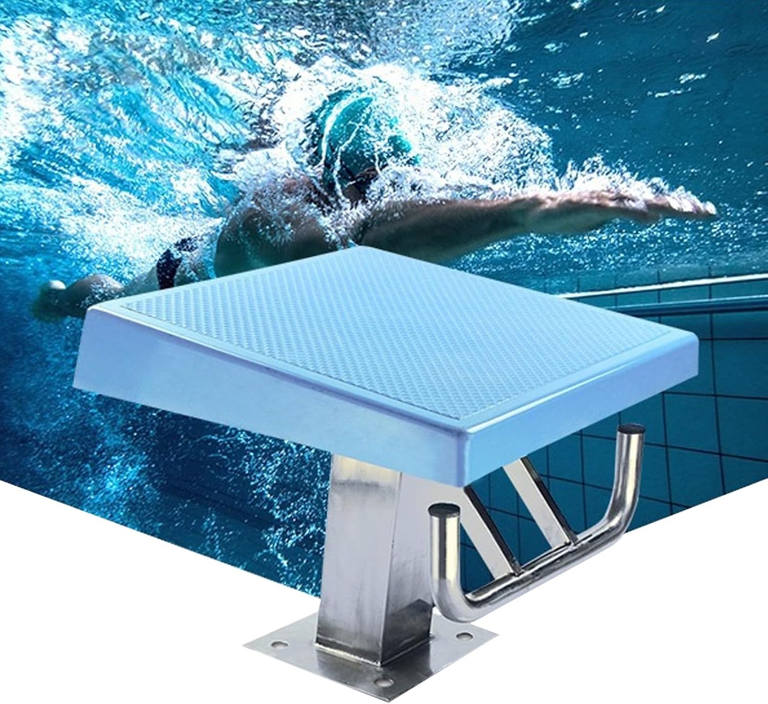 Non-Slip Swimming Pool Diving Platform with Stainless Steel Base, Professional Pool Diving Board for Professional Competitions, Private Pools, Swimming Training, Load Capacity Up to 150kg