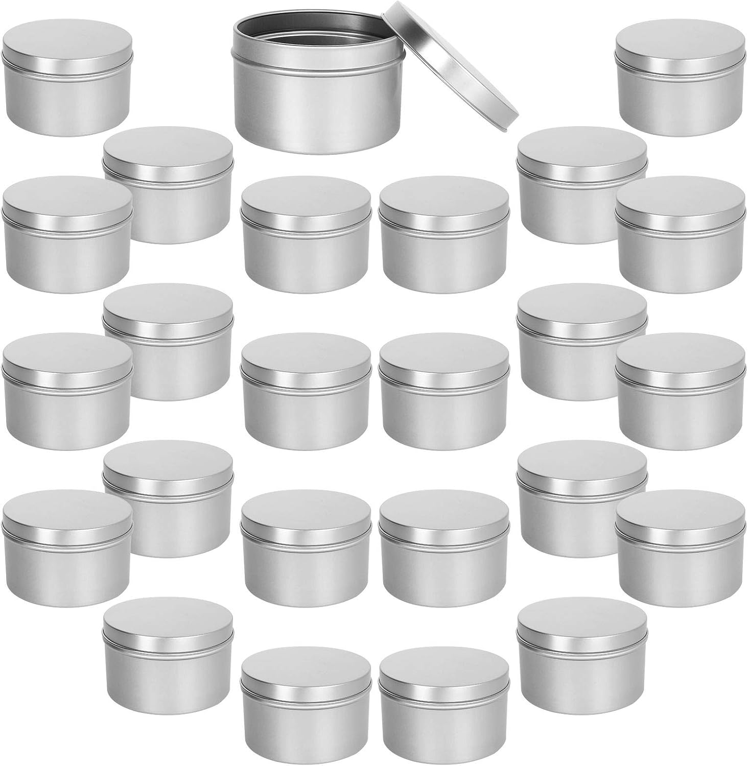 MAVENPICK 24pcs Candle Tin 3.5 oz Round Mental Tin for Candle Making, Arts Crafts and Oddments Storage