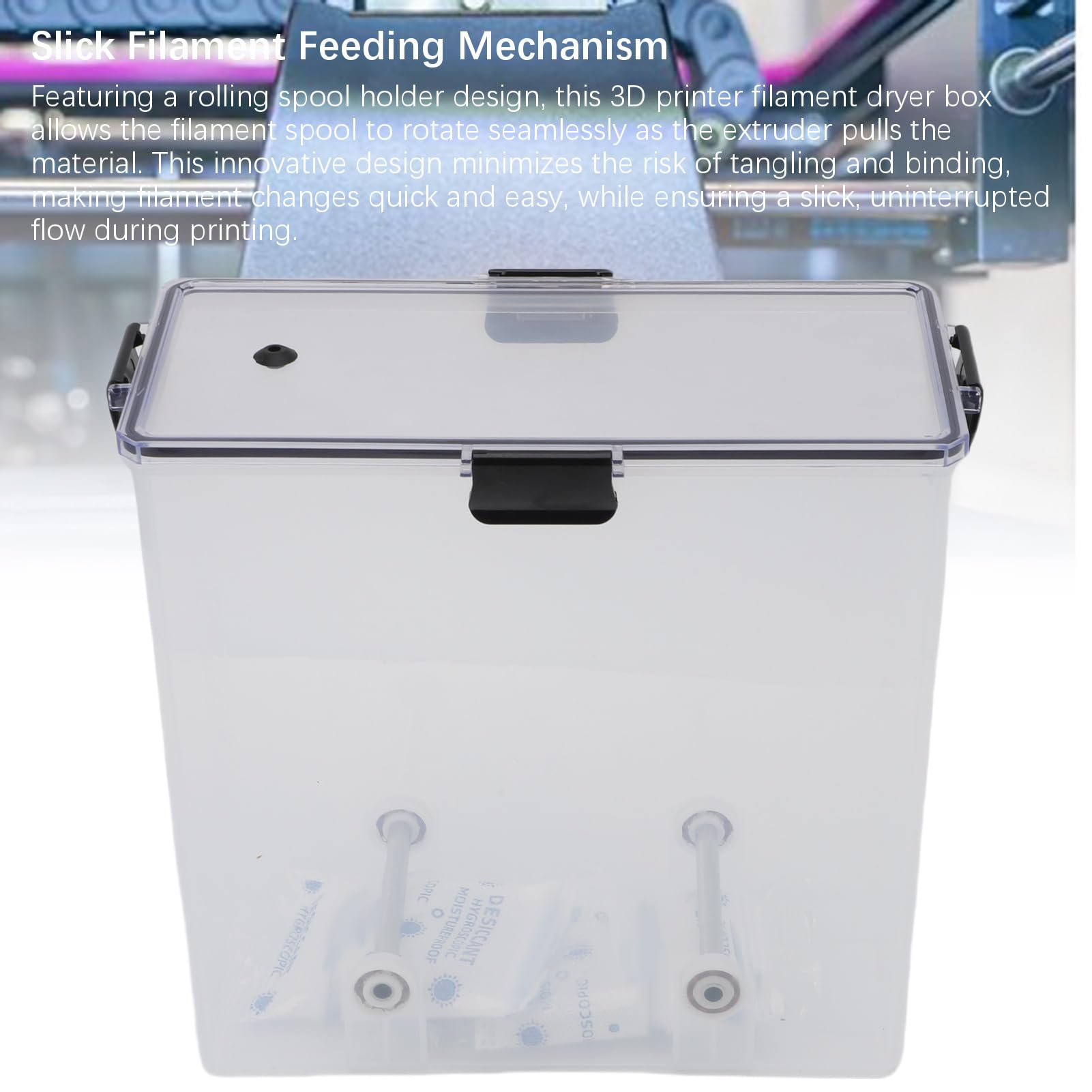 Scatola Essiccatore per Filamenti per Stampa 3D, Scatola Portabobine Multifunzionale per Disidratatore del Filamento con Sacchetto Sigillante e Termoigrometro, per Bobine di
