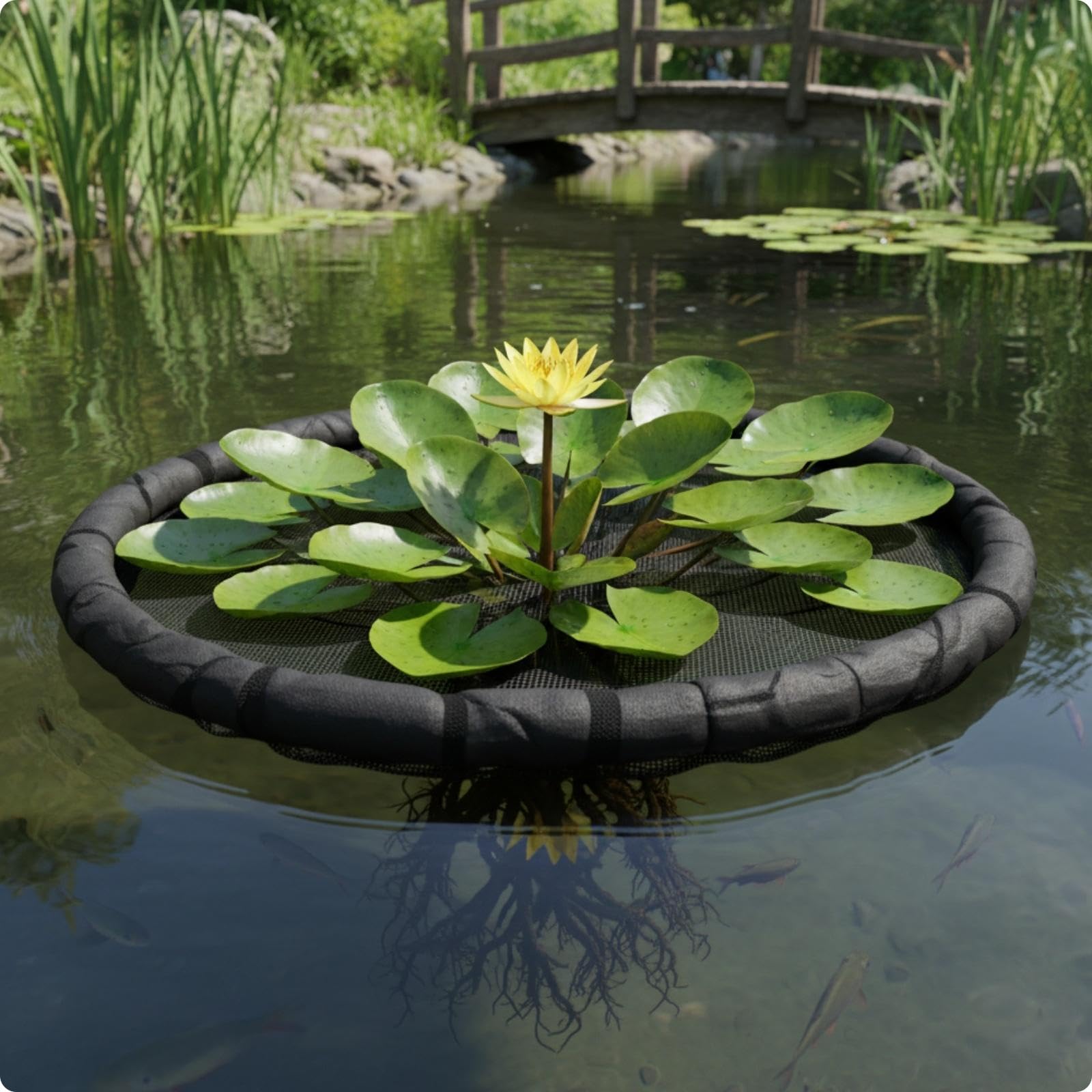 Buoyant Pond Net Fine Mesh Plant Protection Net Padded Rim Aquatic Accessory Diameter 60-image-12