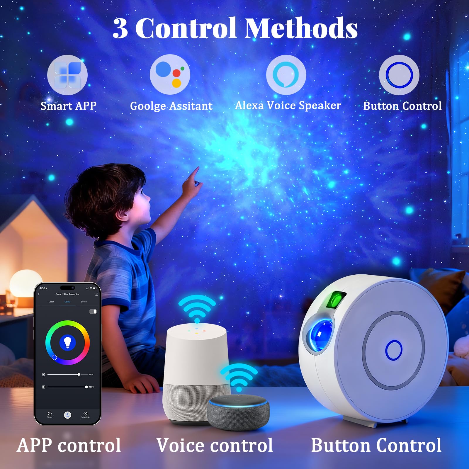 Amazon.co.jp: スマートギャラクシープロジェクター Alexa & Google