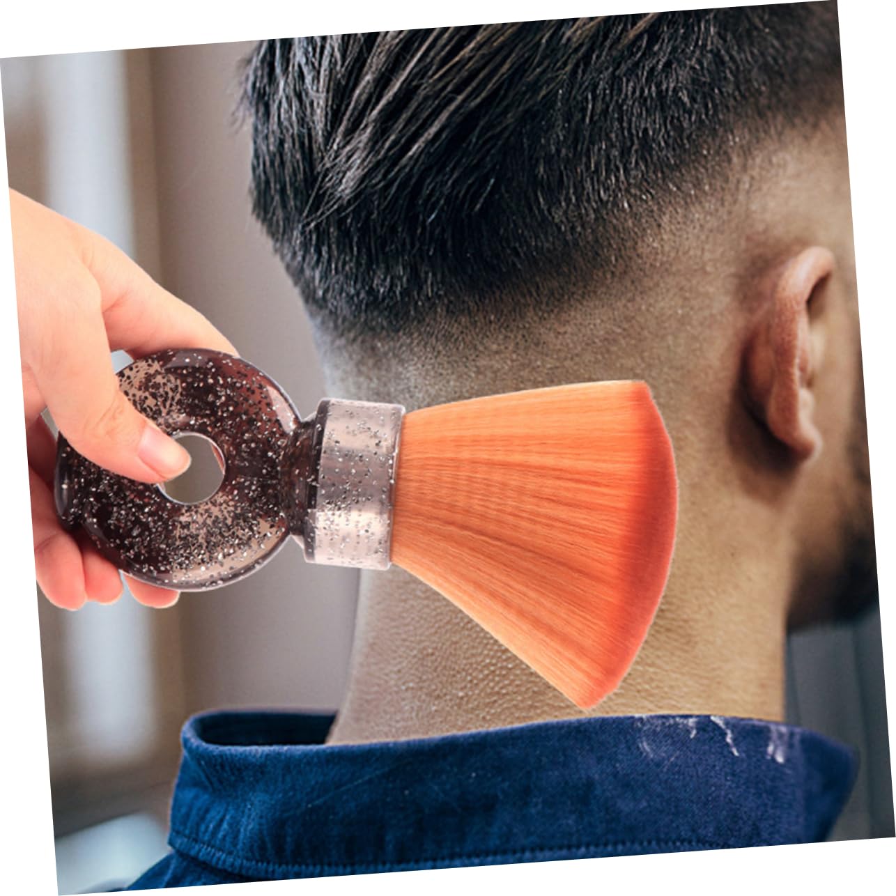 IWOWHERO Men's Hair Brush Beard Shaping Tool Barber Brush Portable Neck Duster Stylish Grooming Accessory Material