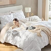 Vista 3 de Andency - Juego de edredón de tamaño queen, 3 piezas, bonito, plisado, suave, ligero, esponjoso, de relleno alternativo, para todas las estaciones