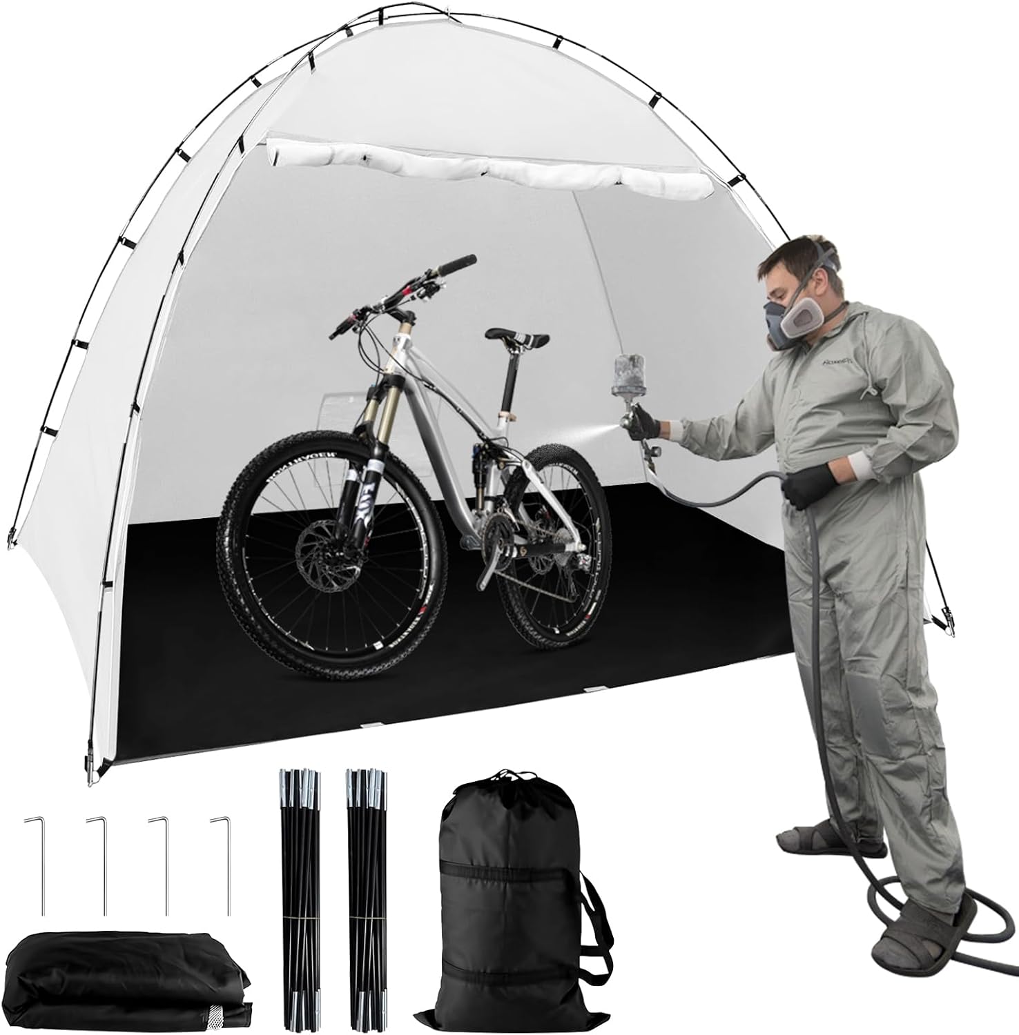 Professional Spray Paint Booth Tent (10x10x6.3ft) – Built-in Floor, Mesh Walls & Hooks | Portable Enclosure for Furniture, Crafts & DIY Painting. (10×10×6.3ft)