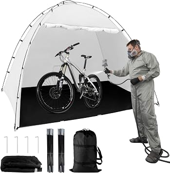 Professional Spray Paint Booth Tent 10x10x6.3ft Built-in Floor, Mesh Walls & Hooks | Portable Enclosure for Furniture, Crafts & DIY Painting. 10106.3ft