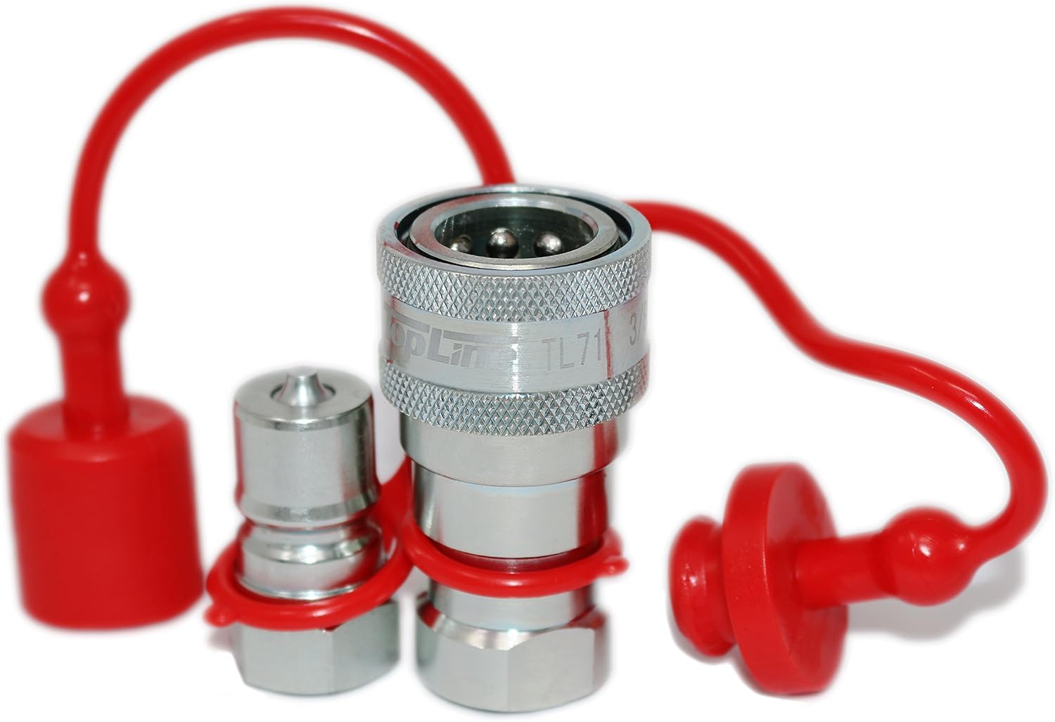 TL71 3/8" NPT Thread Hydraulic Coupler Set ISO 7241-B 3/8 body Poppet Bobcat Skid Steer Coupling with Dust Caps