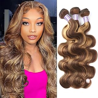 Highlight Body Wave Human Hair Bundles Honey Blonde Brazilian Weave Extensions 1-4 Pcs