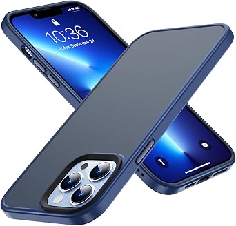 yootech Shockproof Compatible with iPhone 13 Pro Case 6.1 inch DIY Button Colors, Translucent Matte Hard PC Back & Soft Silicone Edges Slim Phone Case Blue