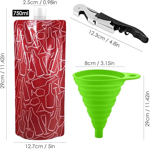 Miniatura 4 de SENAI - Paquete de 4 soportes plegables para frascos, bolsa de plástico reutilizable de 25.4 fl oz, portátil a prueba de fugas, perfecto para licor,