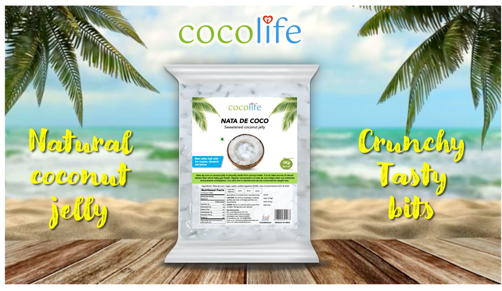 Cocolife Nata De Coco 10mm Coconut Jelly (1kg) | Premium Chewy Coconut Cubes | Ready-to-Eat Dessert Topping | Perfect for Bubble Tea, Fruit Bowls, Ice Cream & Drinks | Refreshing Low-Fat Tropical Snack - Image 5 thumbnail