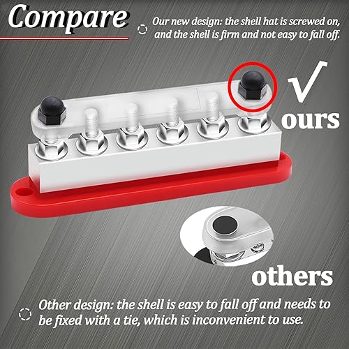 Miniatura 7 de maierke Barra de bus de 250 A, 12 V, marina, 6 x 14 pulgadas (M6), 10 terminales de tornillo #8 (M4) Bloque de distribución de energía de 12 V-48 V