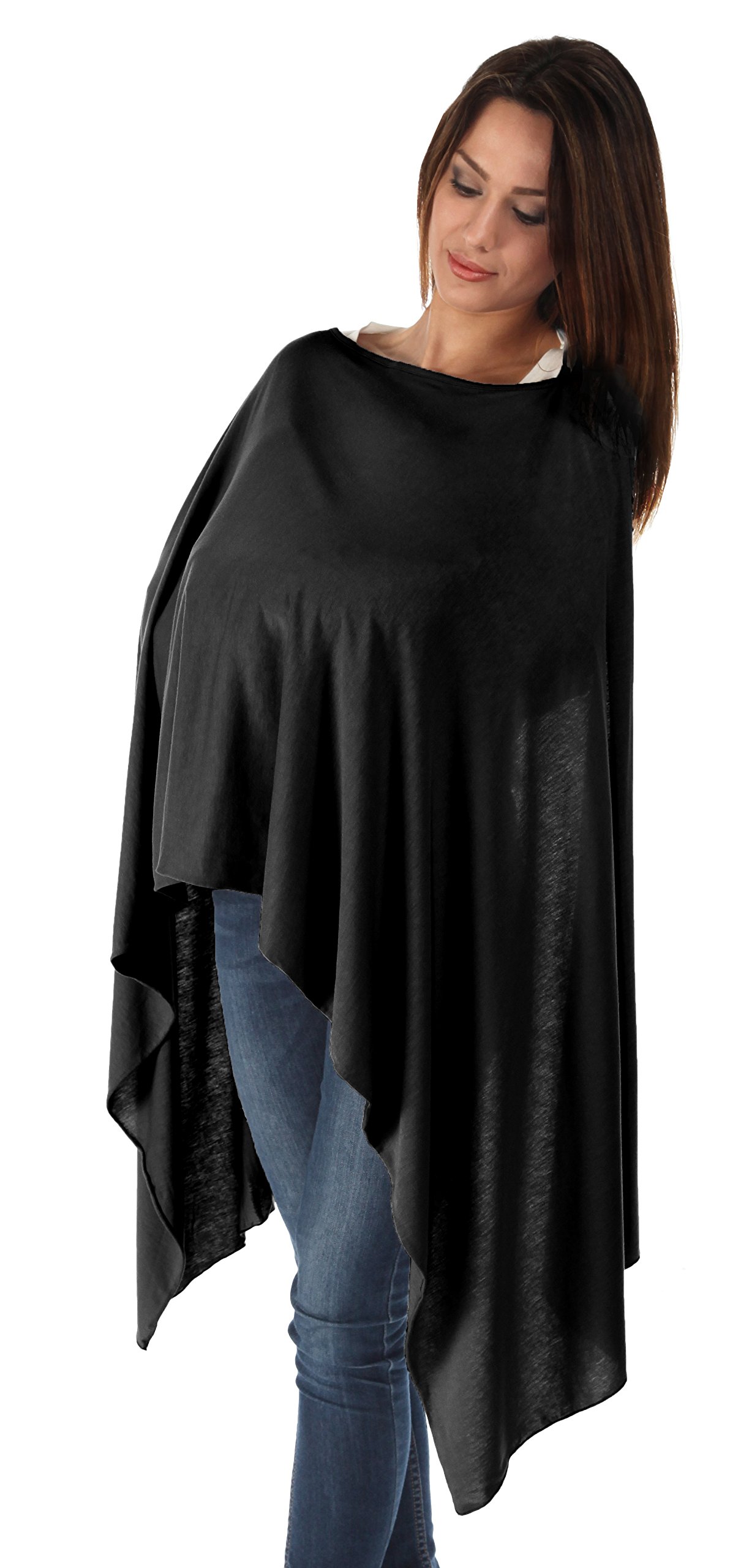 Bamboo Breastfeeding Scarf - Black. A Discreet Nursing Cover and Scarf in One - Ideal for A New Mother