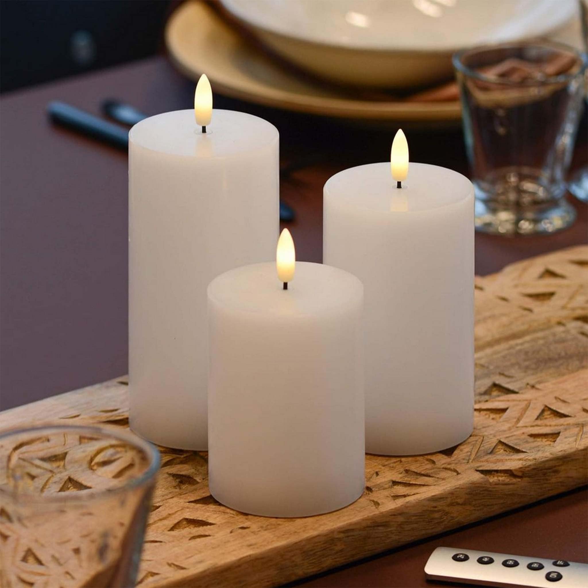Sirius Sille Lot de 3 bougies LED Blanc 7,5 cm