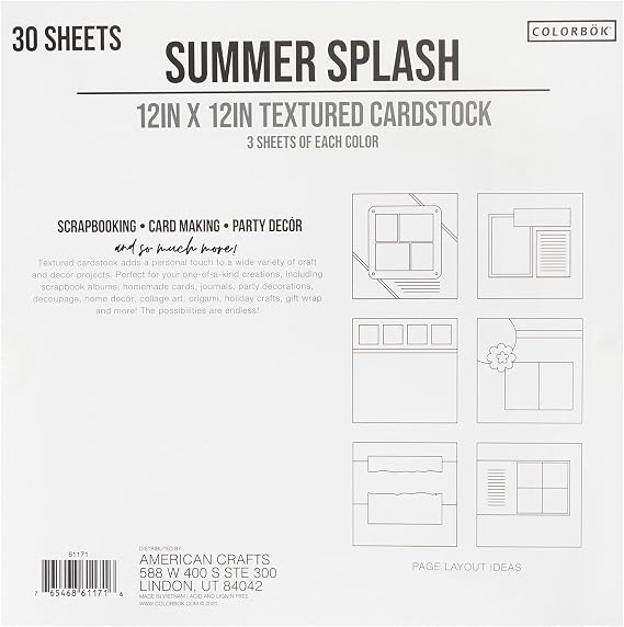 ColorBok 61171C Textured Cardstock Paper Pad Summer Splash, 12 x 12