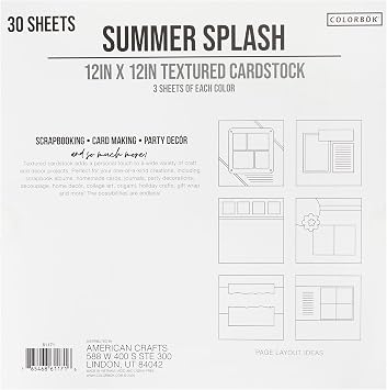 ColorBok 61171C Textured Cardstock Paper Pad Summer Splash, 12 x 12