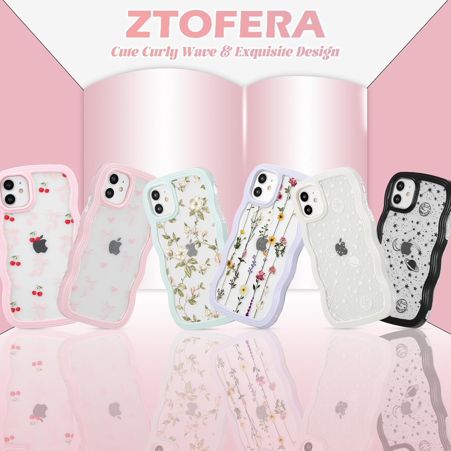 ZTOFERA for iPhone 11 Case 6.1" with Cheery Bow Pattern,Peach Pink image 5
