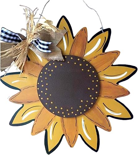 Miniatura 3 de Colgador de puerta con diseño de girasol, madera sin acabar, estilo 1