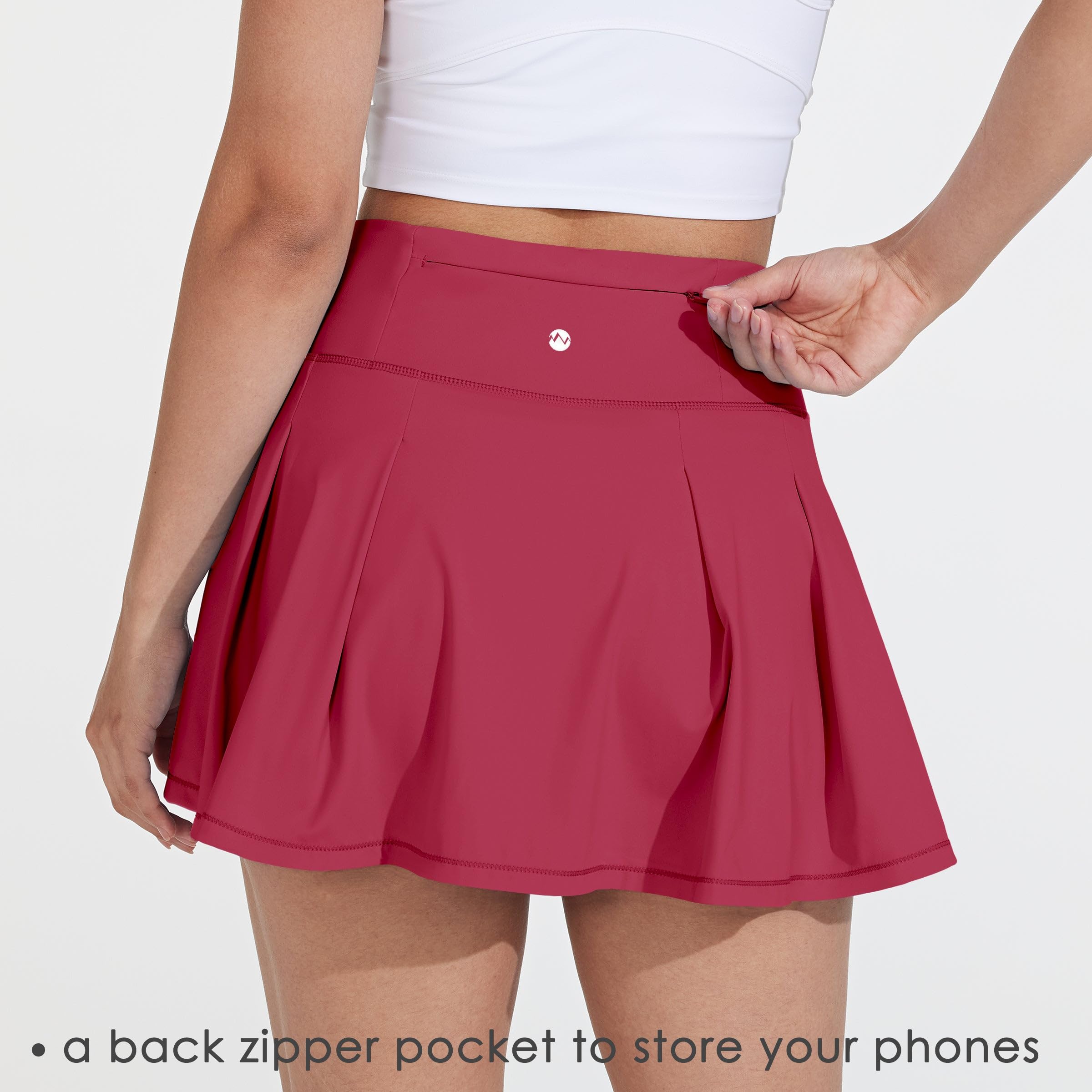 Willit Faldas de tenis para mujer, de cintura alta, atléticas, para correr, con bolsillos para pantalones cortos, 13 pulgadas