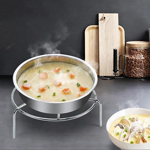 Miniatura 6 de Juego de 3 estantes de vapor de acero inoxidable, 5.9 pulgadas de alto, resistente para olla a presión, soporte para salvamanteles, altura de 1.2