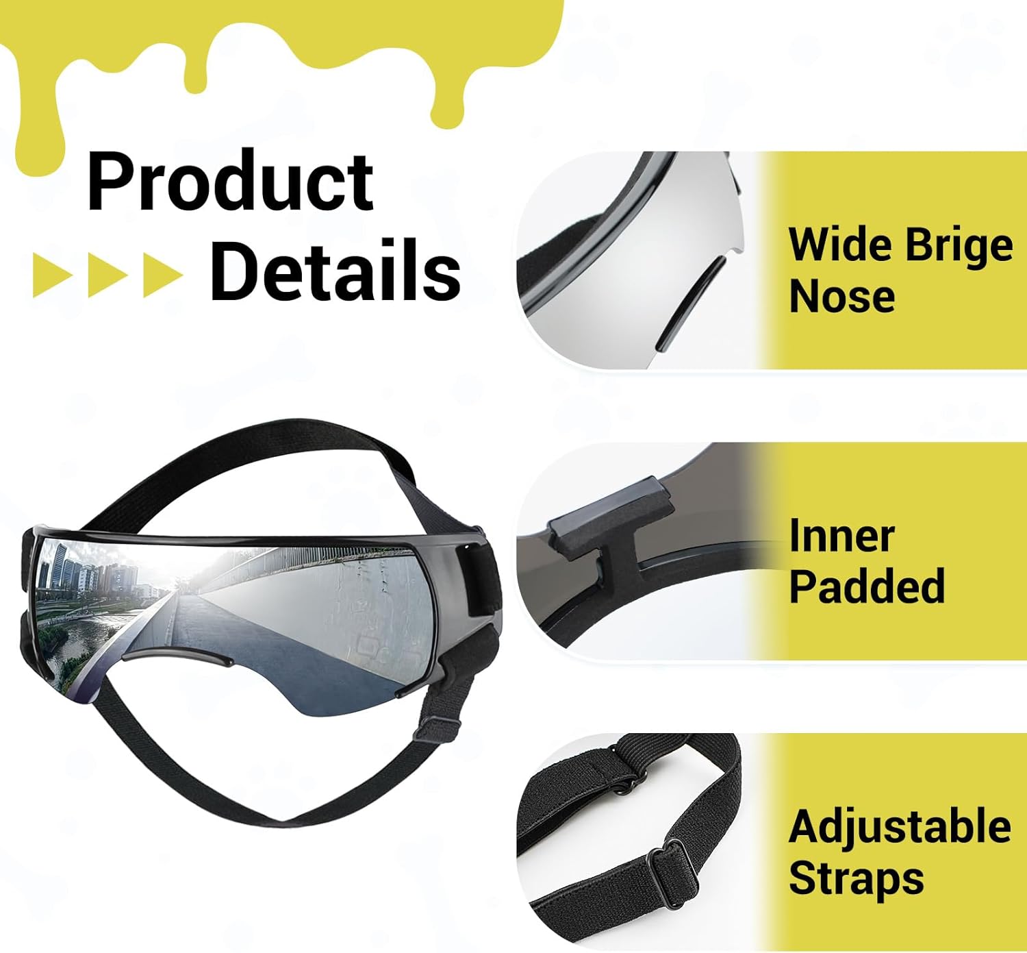 LESYPET Dog Helmet and Goggles for Small Dogs, UV Protection Dog Sunglasses Eye Protection Pet Motorcycle Helmet with Ear Hole for Riding, Windproof Dogs Goggles and Helmet Set, Silver and Black