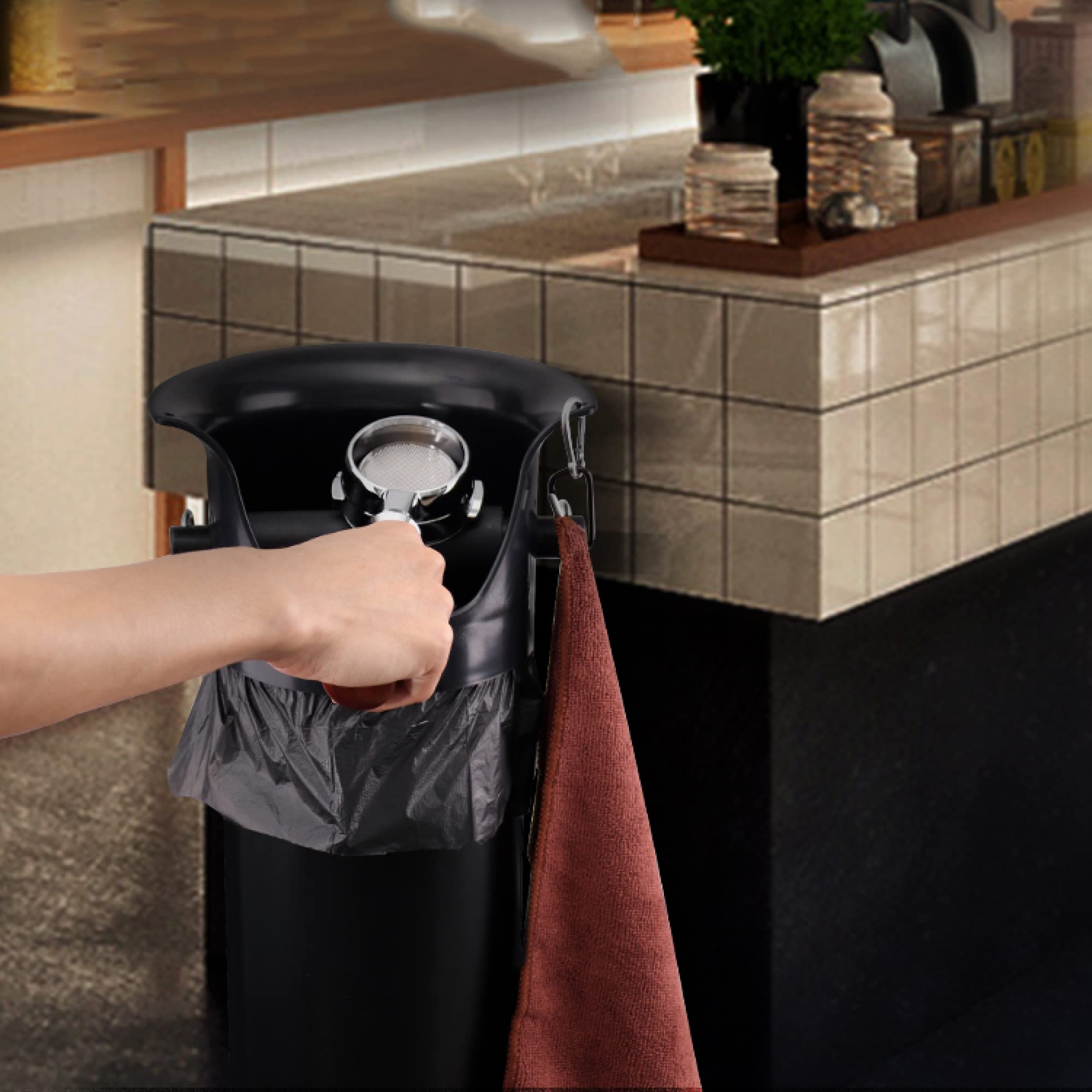 Knock Box Per Caffè In ABS Con Barra Rimovibile E Base Antiscivolo - Contenitore Antiurto 12,5 Cm Per Casa/Ufficio