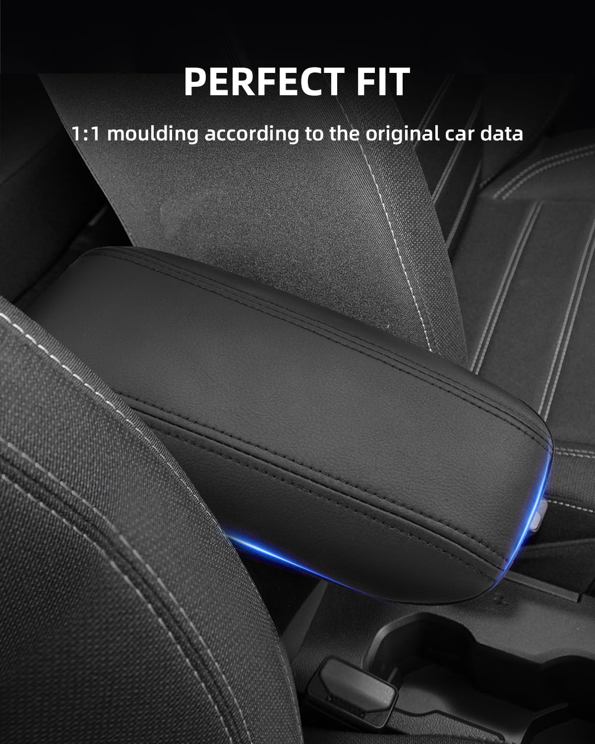Armlehnenabdeckung für Dacia Sandero 3 2021-2025, Mittelarmlehne Abdeckung aus PU-Leder, Sandero Stepway Armlehnenschutzhülle Mittelkonsole Zubehör zur Erhöhung der Armlehne, Schwarz