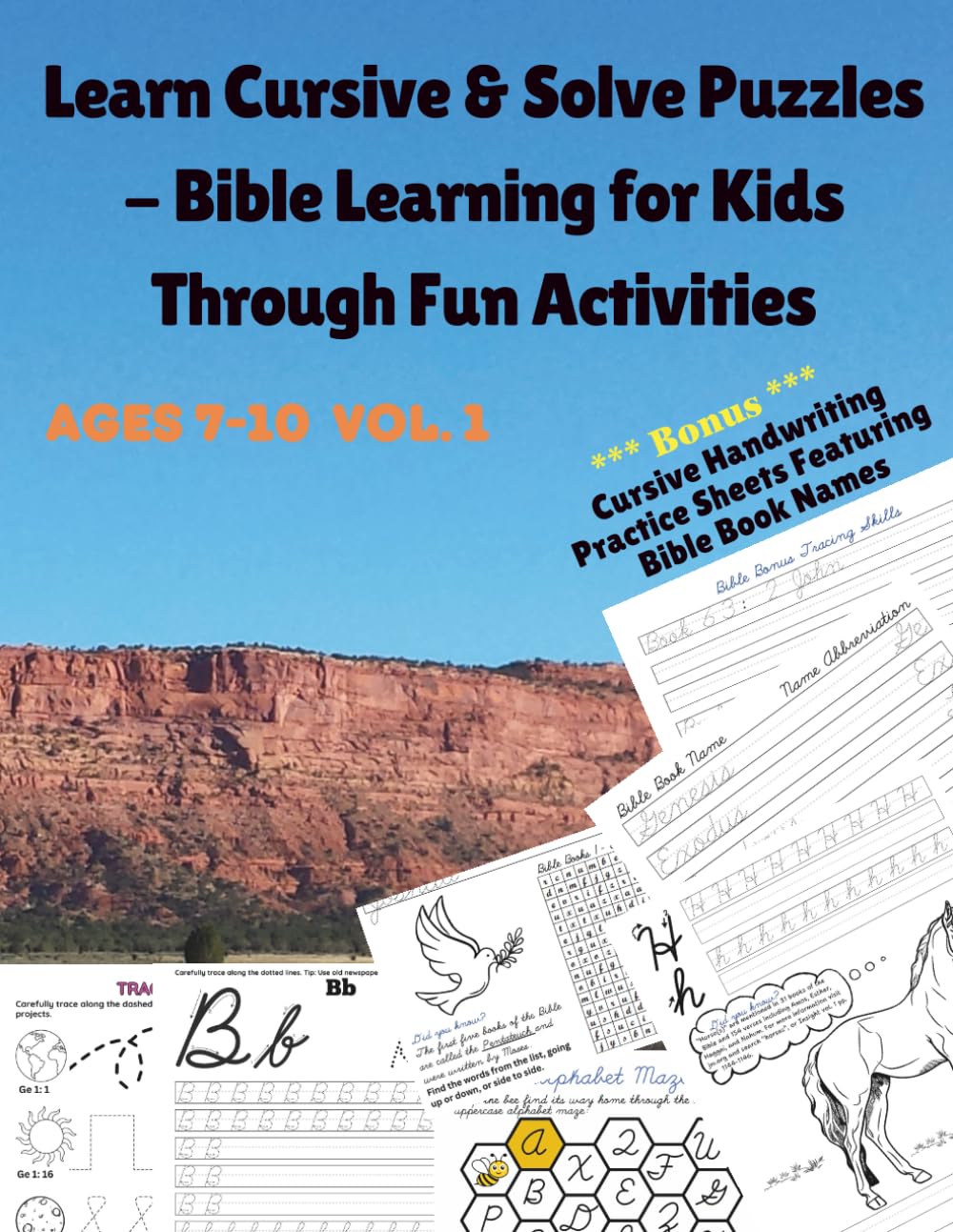 Learn Cursive & Solve Puzzles - Bible Learning for Kids Through Fun Activities: A Fun Activity Book for Kids to Explore and Grow their Bible Knowledge